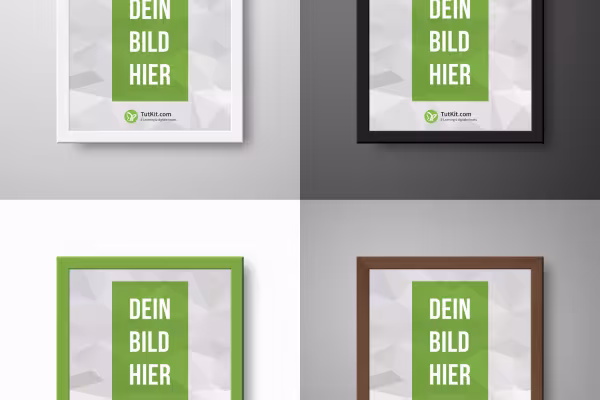 Mockups with picture frames in front of different backgrounds