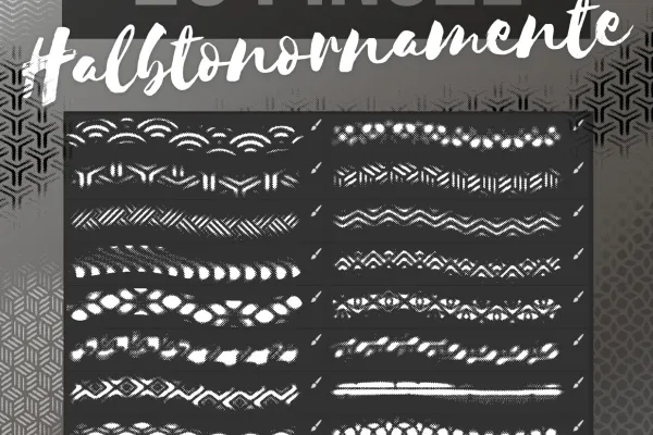 20 štetcov pre Photoshop s poltónovými ornamentami