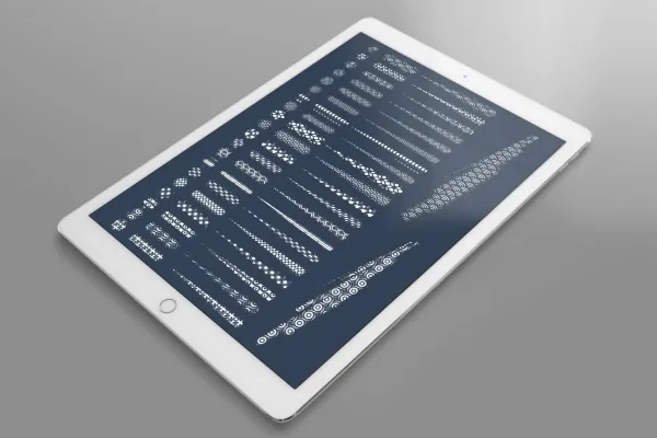 Tablet: Zobrazuje vzory, ktoré vznikajú použitím Photoshop vzorových štetiec