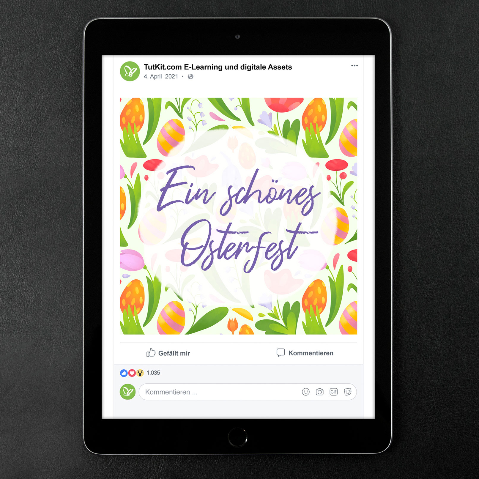 In 3 Schritten zum österlichen Social-Media-Gruß Social-Media-Bild mit österlichem Hintergrund und Handlettering