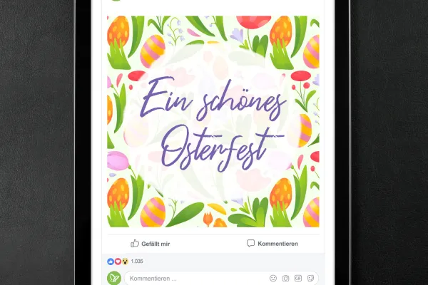 Social media images with Easter patterns in the background