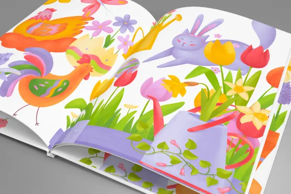 Ein Buch mit Grafiken für Ostern
