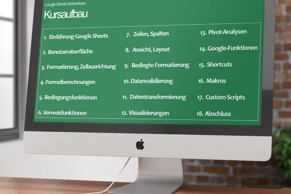 Kursplan zum Google Sheets-Tutorial