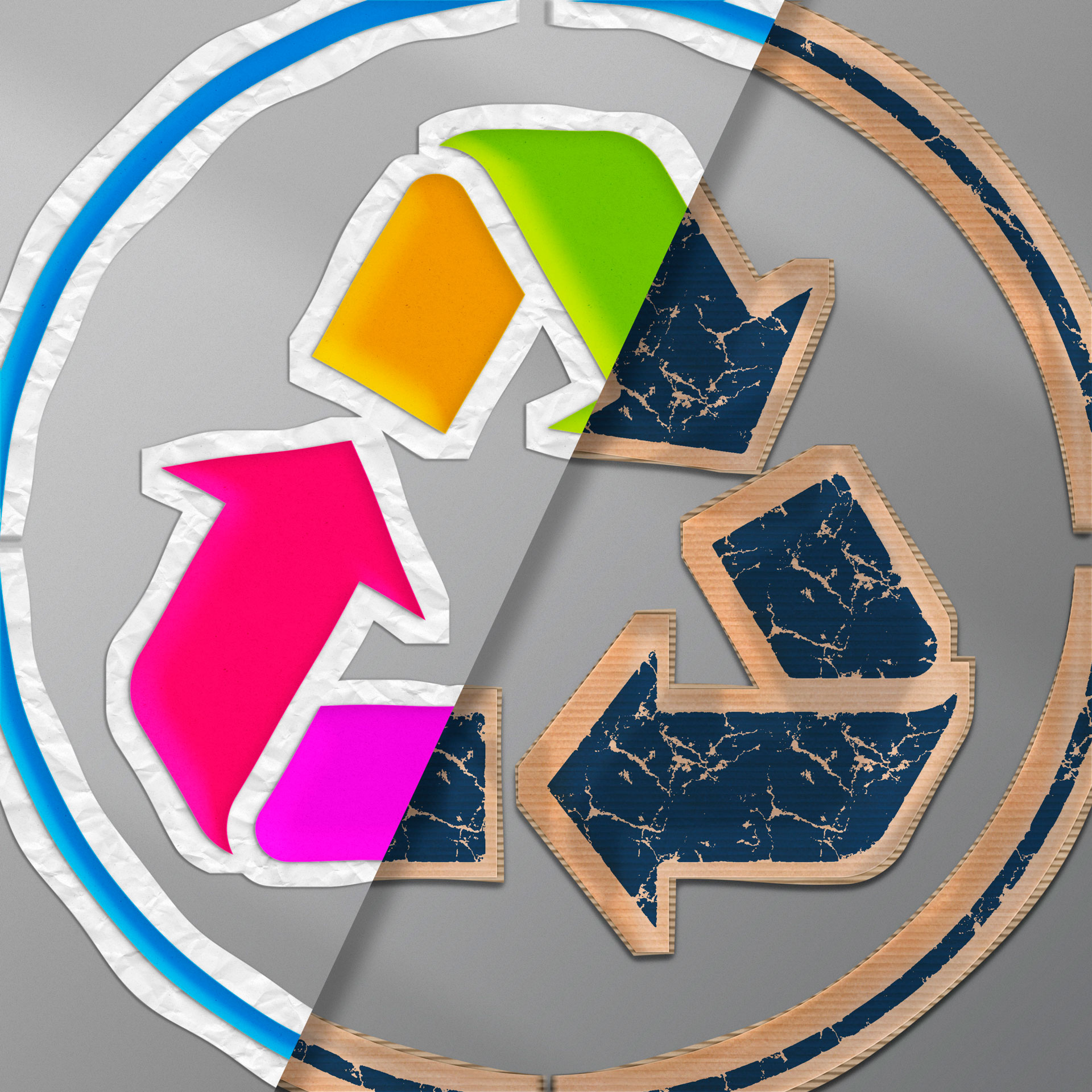 Pappkarton & Buntpapier: Papierschnitt-Effekte für Photoshop