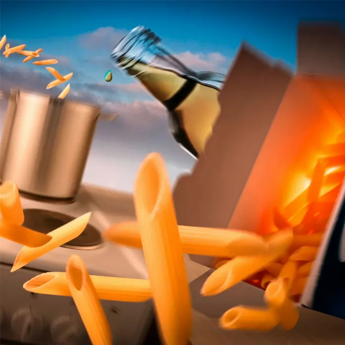 Adobe Photoshop tutorial "Penne Rigate": How to set products in scene
