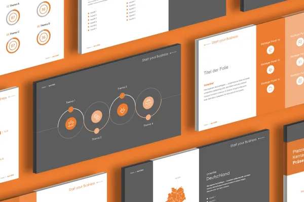 PowerPoint-maler for forretningspresentasjoner: Flere eksempelsider.