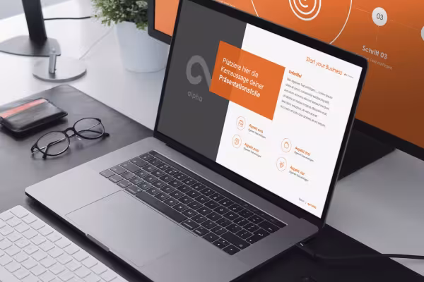Modèles de PowerPoint pour présentations professionnelles : diapositive sur un ordinateur portable.