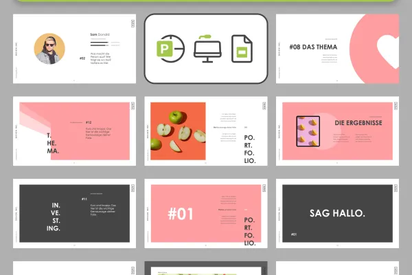 Keynote-, Google Slides-, PowerPoint-Folien-Vorlagen Angle, Vorschau auf die 165 Folien