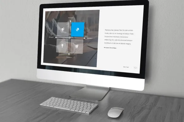 Folien-Vorlage für Google Slides, dargestellt auf einem Monitor