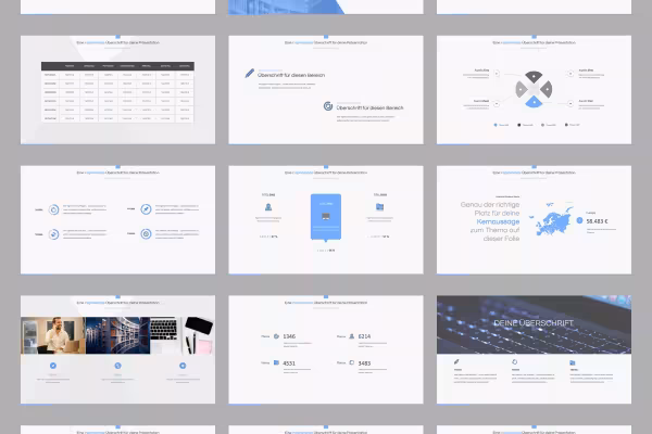 Vorlage für Keynote-Präsentationen: Beispiel-Folien mit verschiedenen Layouts