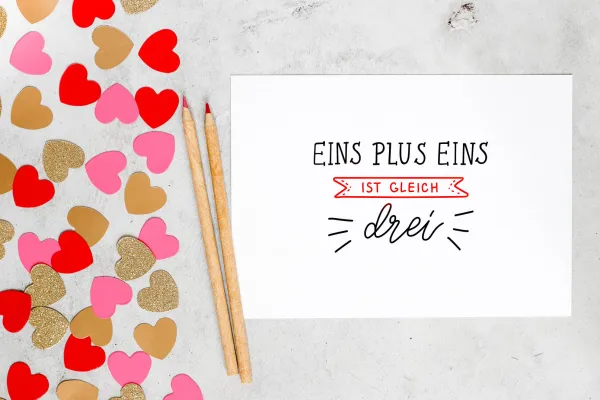 Karte mit einem Handlettering für Baby & Geburt