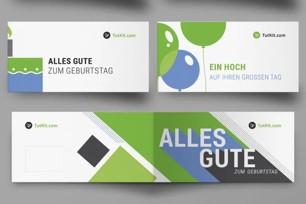 Entre autres, ces cartes d'anniversaire professionnelles sont incluses dans le paquet.