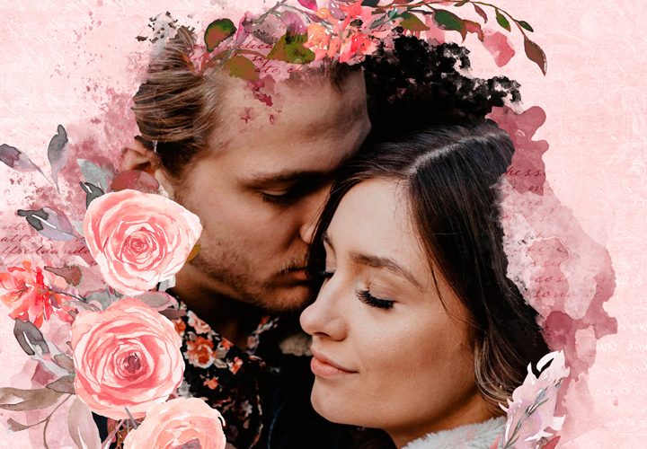 Jolis bouquets : Cadre aquarelle avec des fleurs délicates pour tes photos préférées