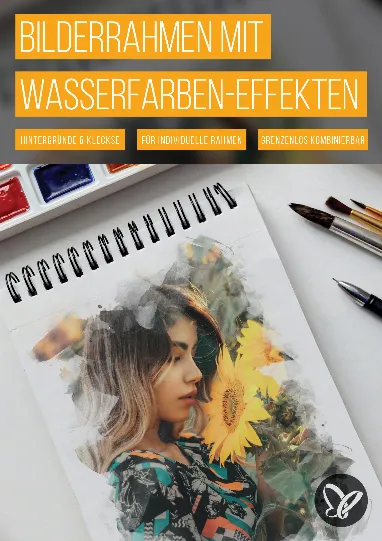 Kreativ-Set: Portrait-Bilderrahmen mit Wasserfarben-Effekten für Photoshop & Co.