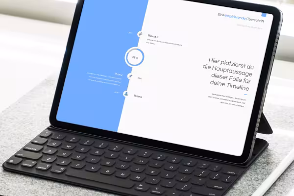 Modèle de conception Sky pour Google Slides : Mise en page de la chronologie sur un ordinateur portable