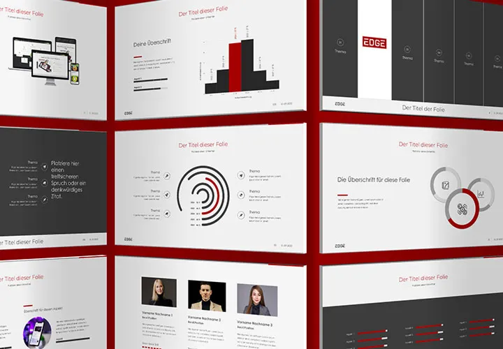 Templates for PowerPoint, Keynote and Google Slides in "Edge" design