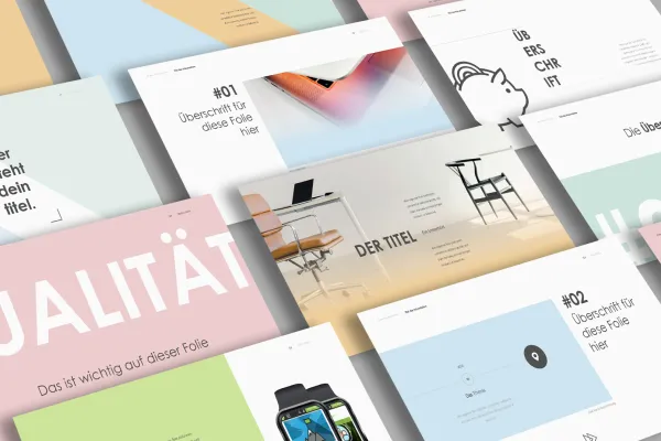 Všechny rozložení jsou k dispozici k úpravám v PowerPointu, Keynote a Google Slides.