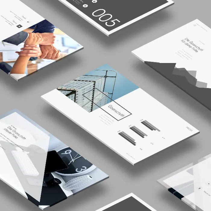 Vorlagen zur Unternehmenspräsentation: Design „Focus“ für PowerPoint, Keynote und Google Slides