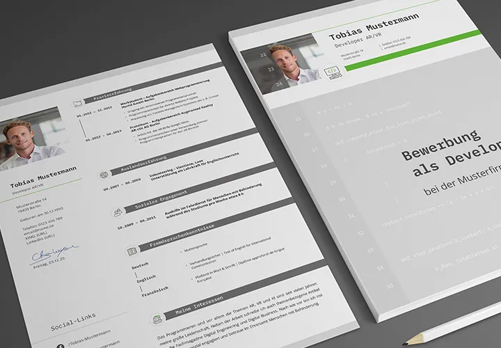 Lebenslauf & Bewerbung für Programmierer (m/w/d) – Vorlagen für Word, InDesign und Affinity Publisher