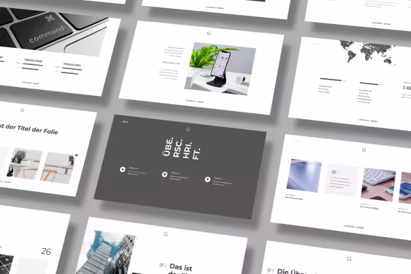 Exemple de diapositives des modèles de présentation Halo pour PowerPoint, Keynote et Google Slides.