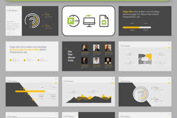 Folien-Layouts für PowerPoint, Google Slides und Keynote im Linked-Design