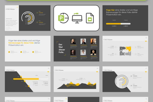 Folie-layouts til PowerPoint, Google Præsentationer og Keynote i Linked-design