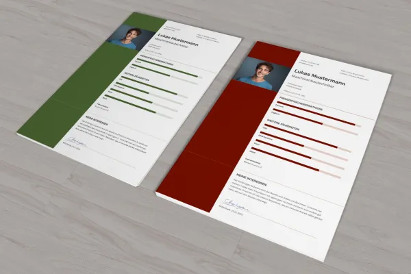 Životopis pre technika v dvoch rôznych farebných variantoch na upravovanie v programe Word, InDesign a pohodlne pridaj svoj obsah do programov Word, InDesign a Affinity Publisher.