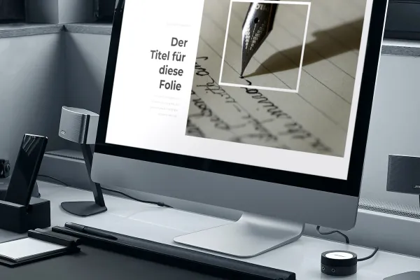 Präsentationsvorlage auf einem Monitor