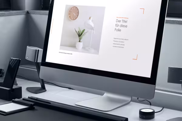 Folienvorlage des MNML 2-Designs auf einem Monitor