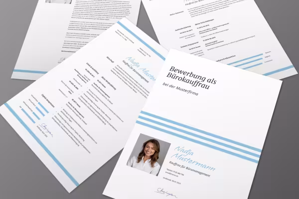 Sollicitatiesjabloon kantoormanagement, voorbeeld van voorblad, cv en sollicitatiebrief.