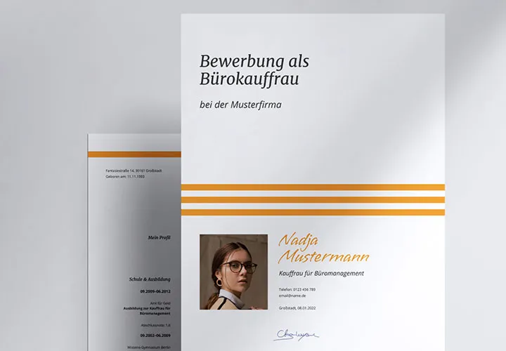 Bewerbung fürs Büromanagement (Kauffrau/-mann) – Vorlagen für Word und InDesign