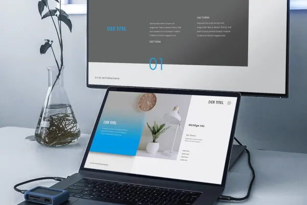 Eksempelfolier fra designmalene Space for Keynote, PowerPoint og Google Slides.