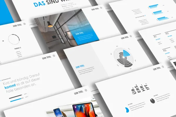 Eksempelfolier fra designmalene Space for Keynote, PowerPoint og Google Slides.