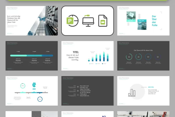 Gennemgang af forskellige slides fra skabeloner til Keynote, PowerPoint og Google Slides