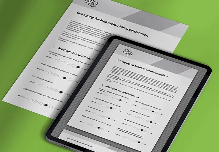 Modèles pour l'enquête auprès des employés - Modèle de questionnaire pour Word, InDesign, sous forme de formulaire Google et PDF