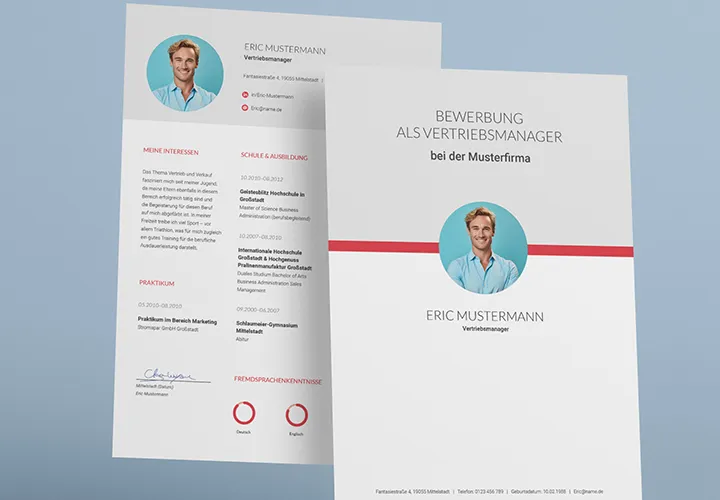 Application: Sample for Sales Manager (m/f/d) - Word, InDesign and Affinity Publisher templates