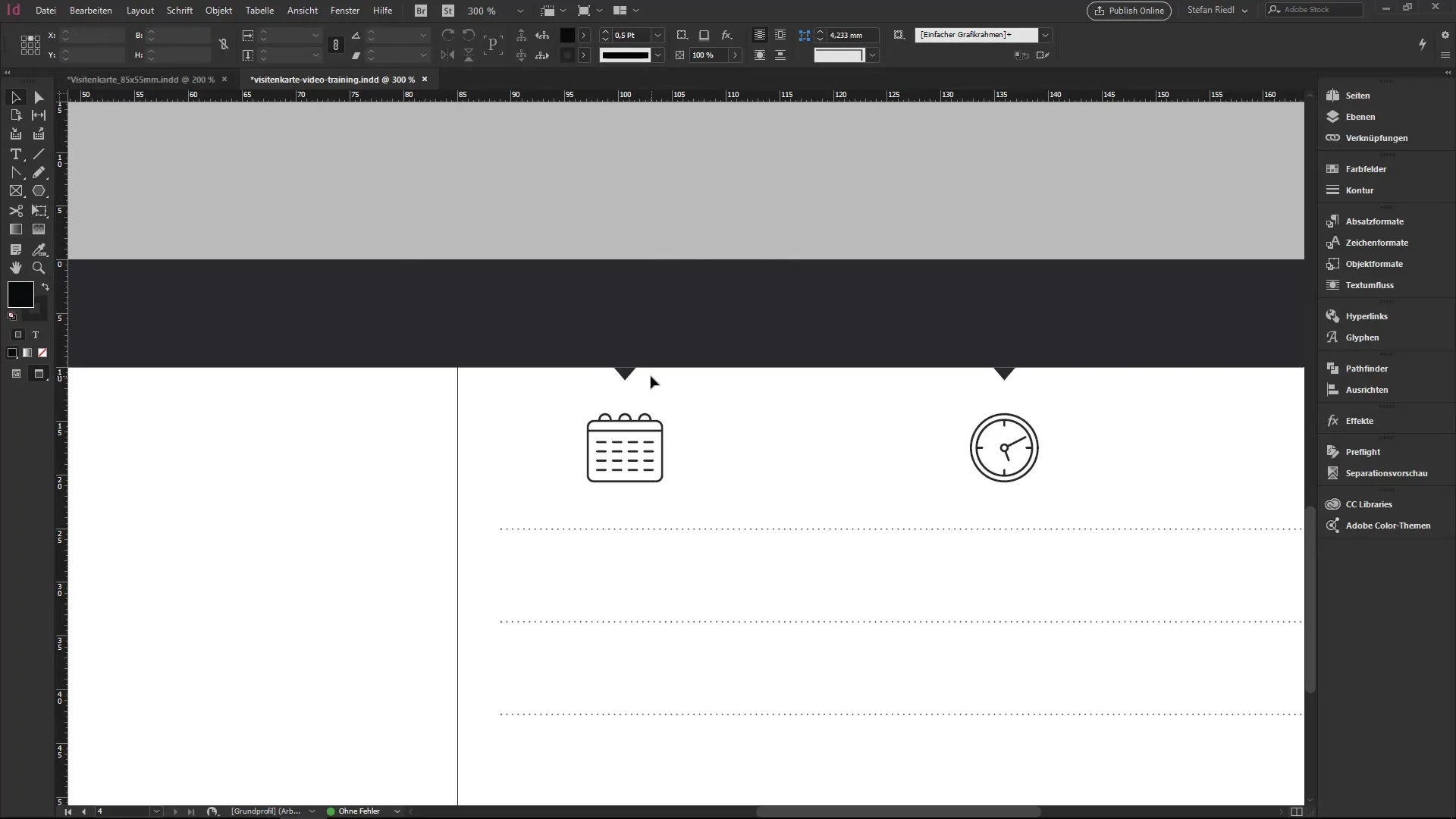 Diseño de tarjetas de visita con InDesign: líneas y degradados Crear una tarjeta de visita con InDesign: líneas y degradados