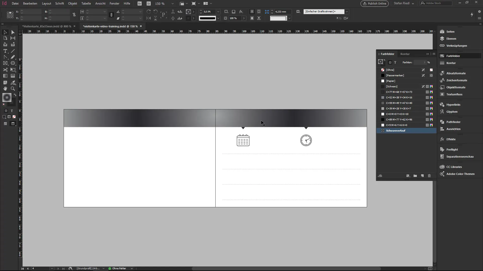 Diseñar una tarjeta de visita con InDesign: líneas y degradados Crear tarjetas de visita con InDesign: líneas y degradados