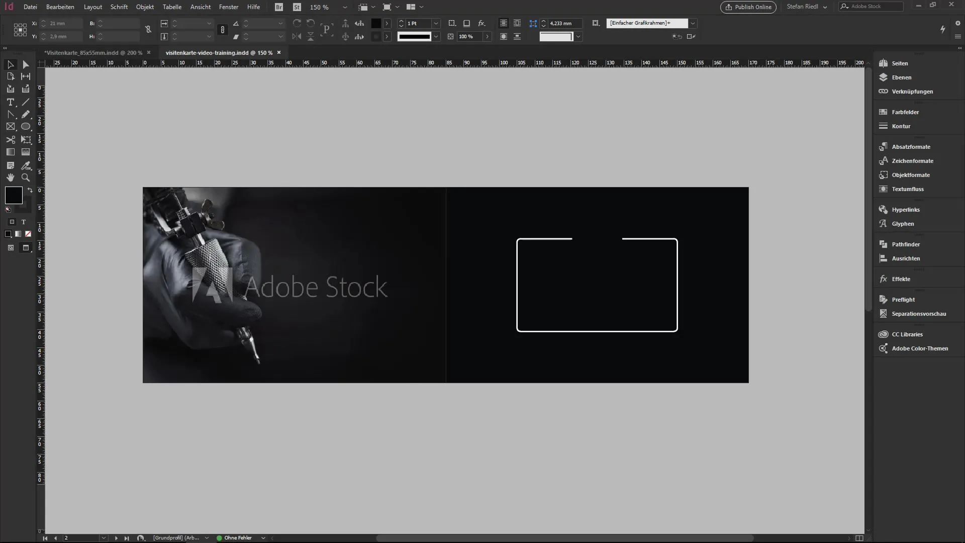 Diseñar una tarjeta de visita con InDesign: líneas y degradados Diseñar una tarjeta de visita con InDesign: líneas y degradados