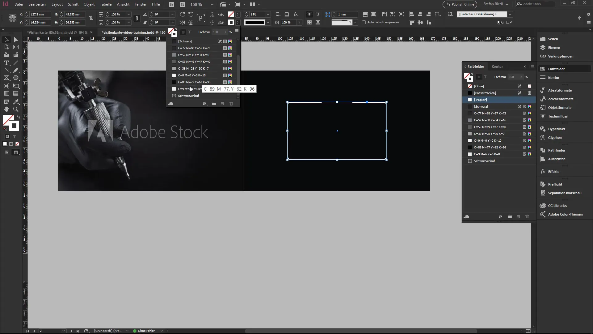 Diseñar una tarjeta de visita con InDesign: líneas y degradados Diseñar una tarjeta de visita con InDesign: líneas y degradados
