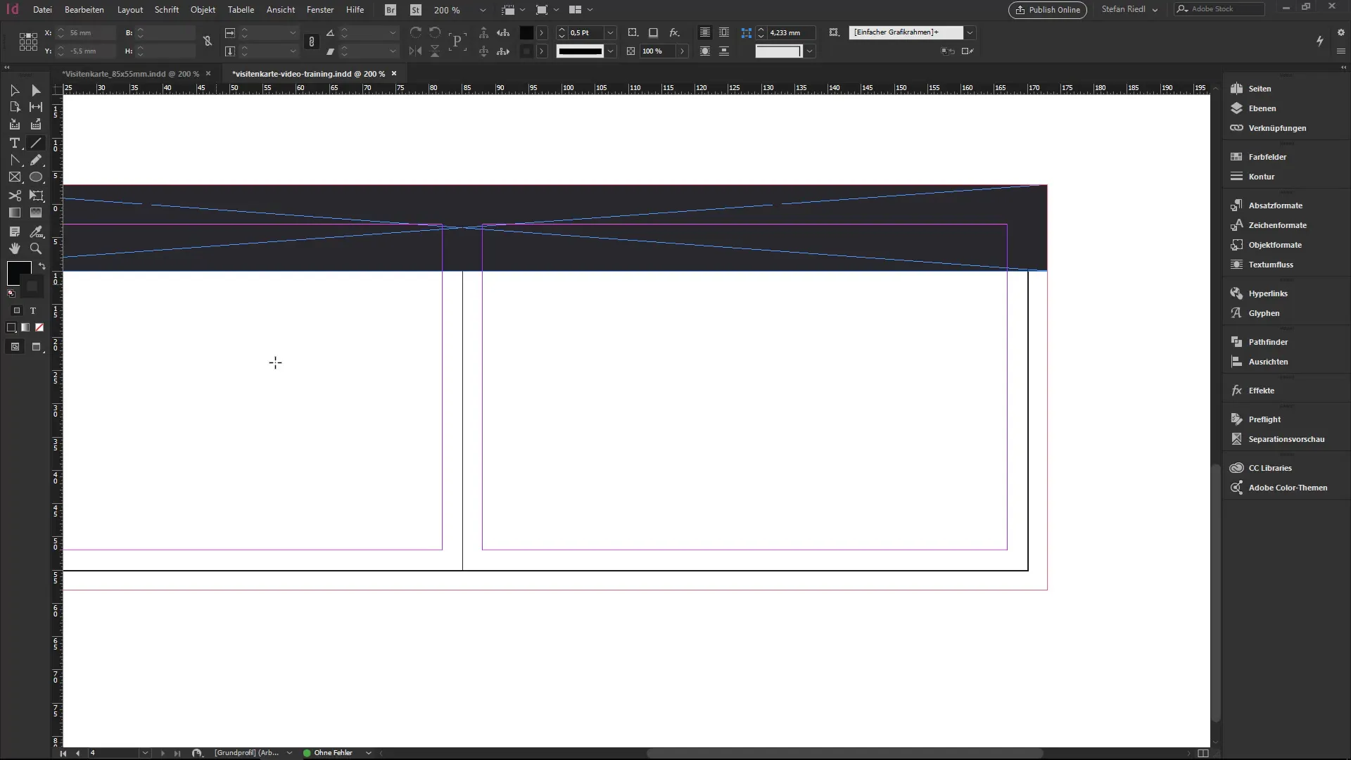 Diseño de tarjetas de visita con InDesign: líneas y degradados Diseñar una tarjeta de visita con InDesign: líneas y degradados
