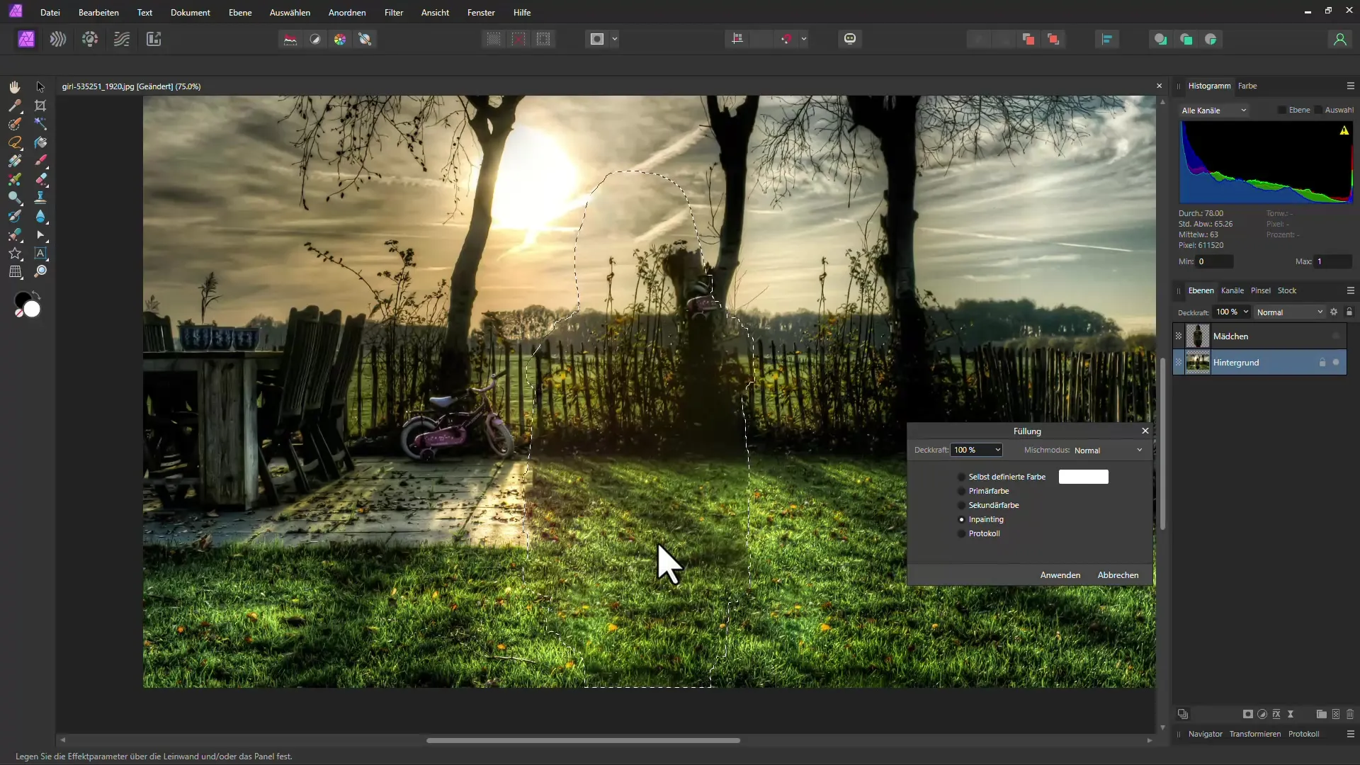 Applicare una profondità di campo efficiente in Affinity Photo
