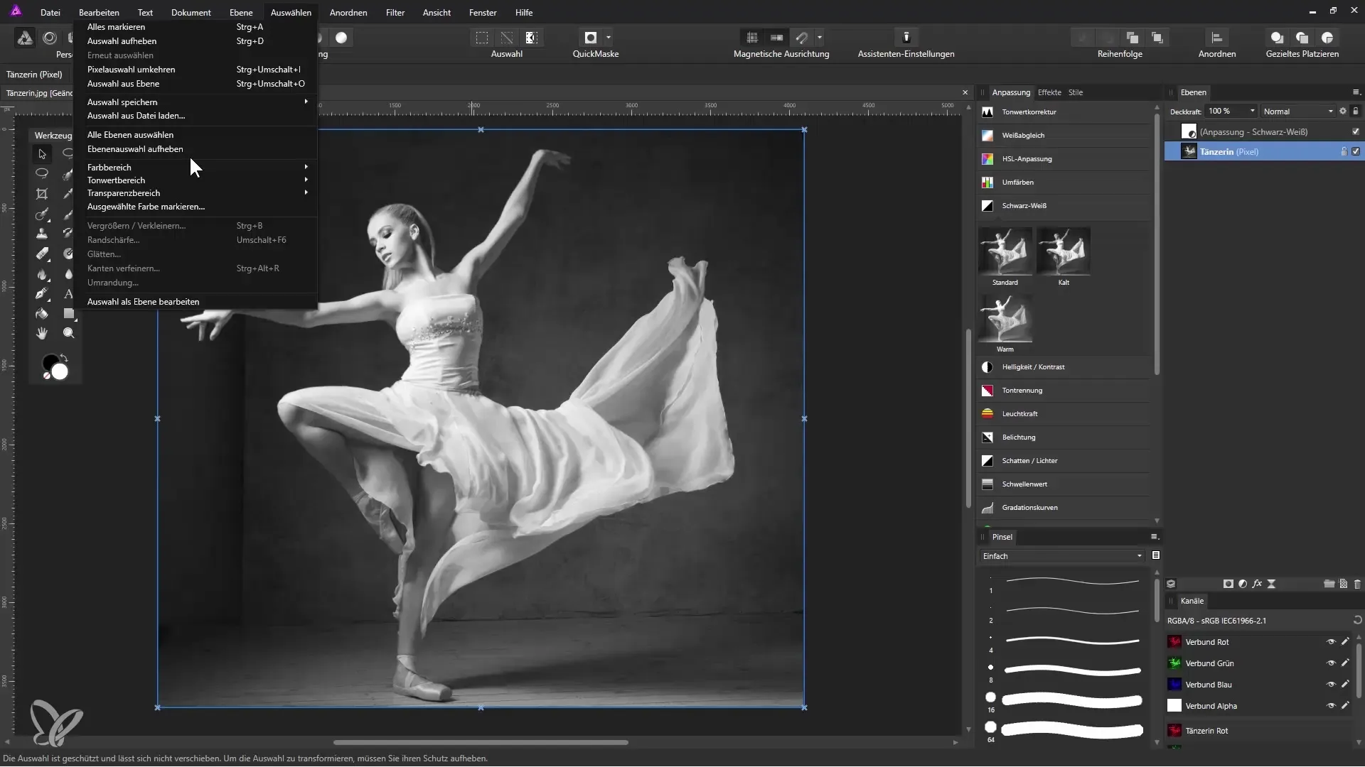 How to create a Christmas angel with a metallic look in Affinity Photo