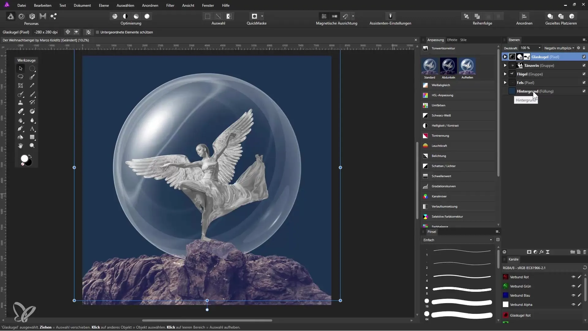 Create a glass snow globe in Affinity Photo Create a glass snow globe in Affinity Photo