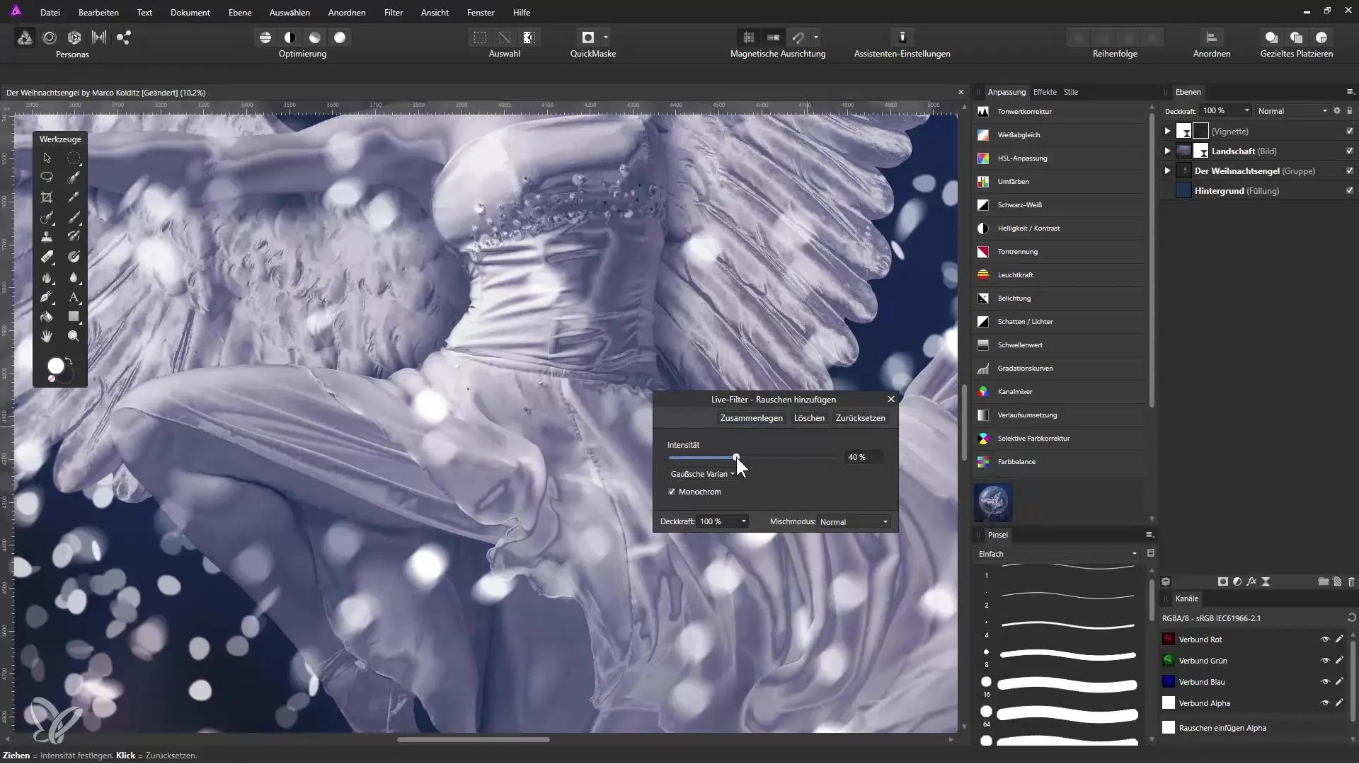 Juleengel Compositing i Affinity Photo – Trin for trin Juleengel komposittering i Affinity Photo – trin for trin
