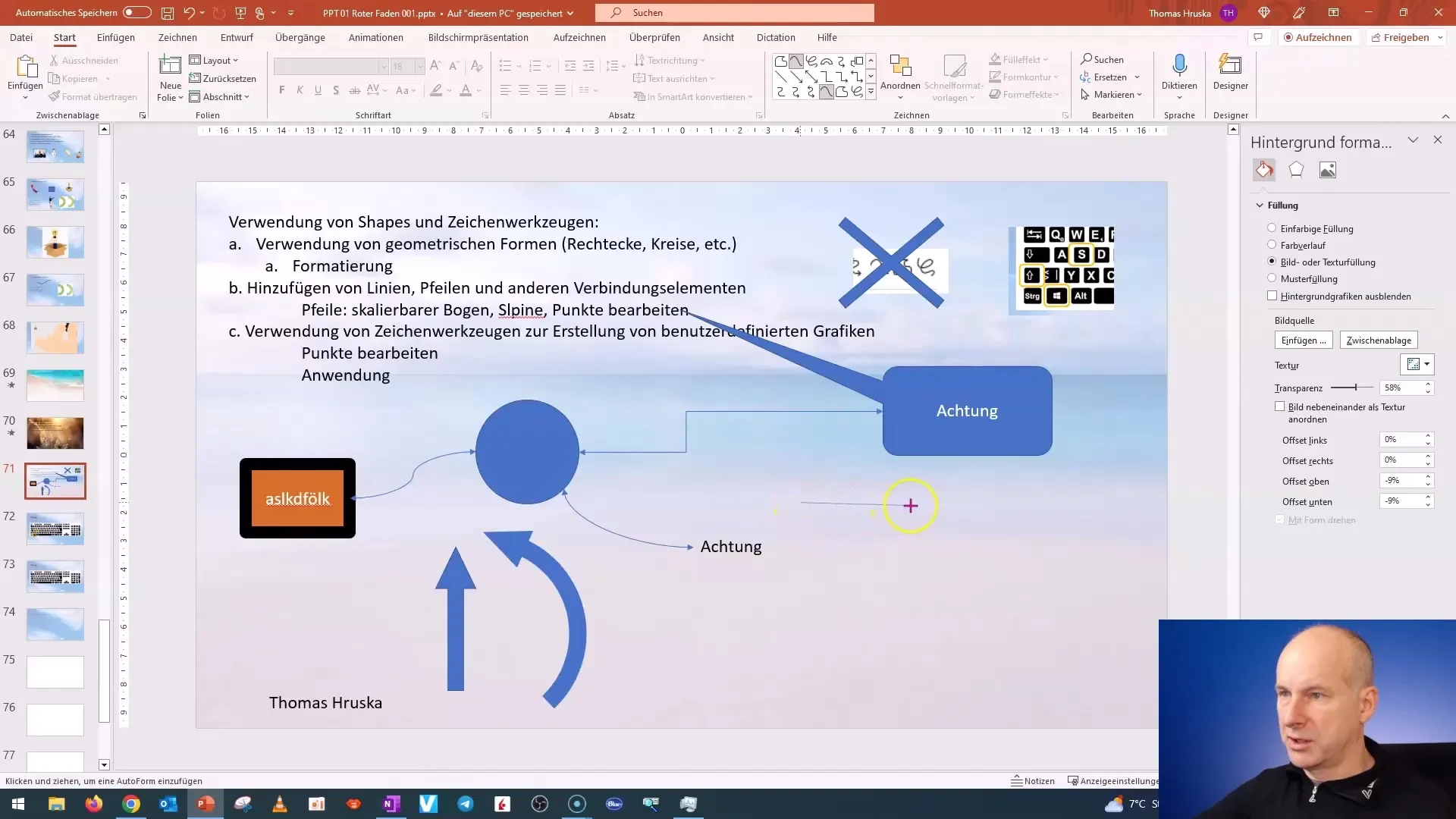 Corso su PowerPoint: creazione di linee a mano libera, frecce e forme