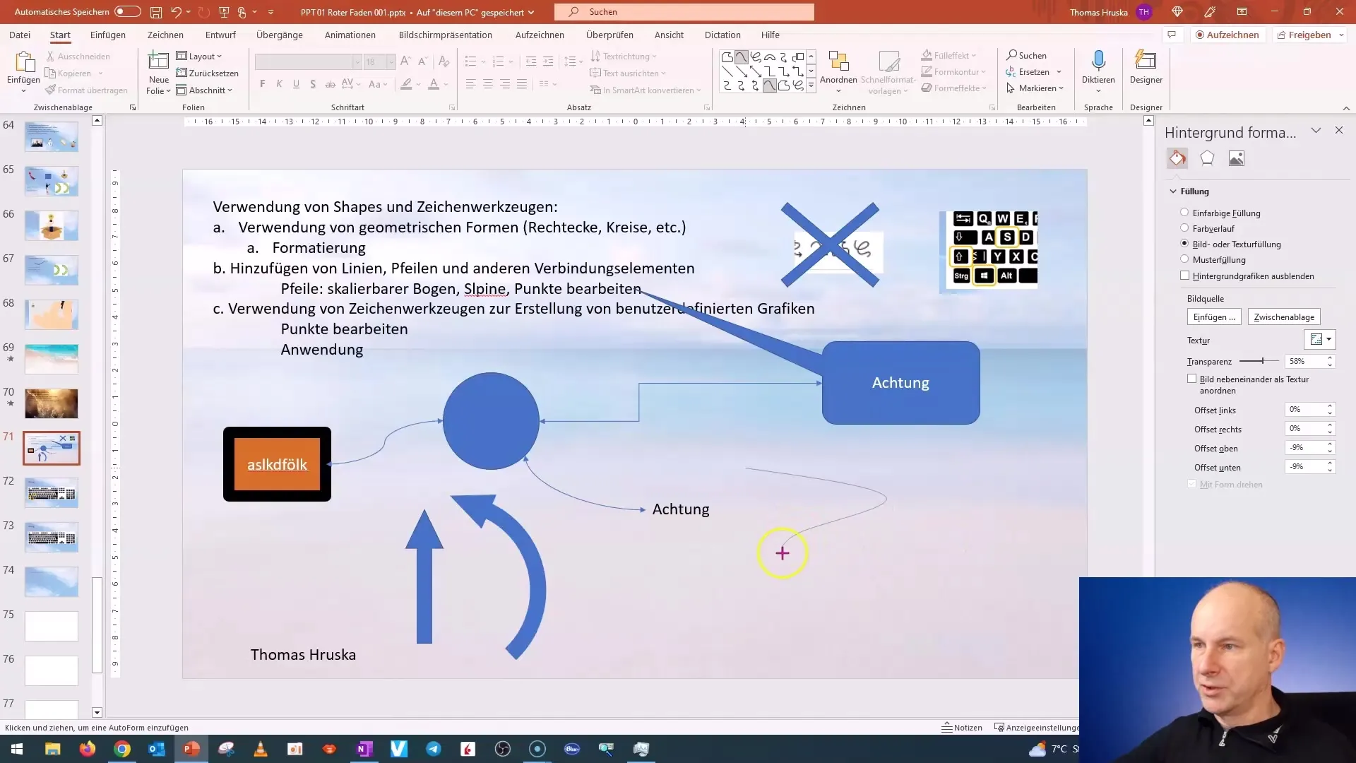Corso su PowerPoint: creazione di linee a mano libera, frecce e forme