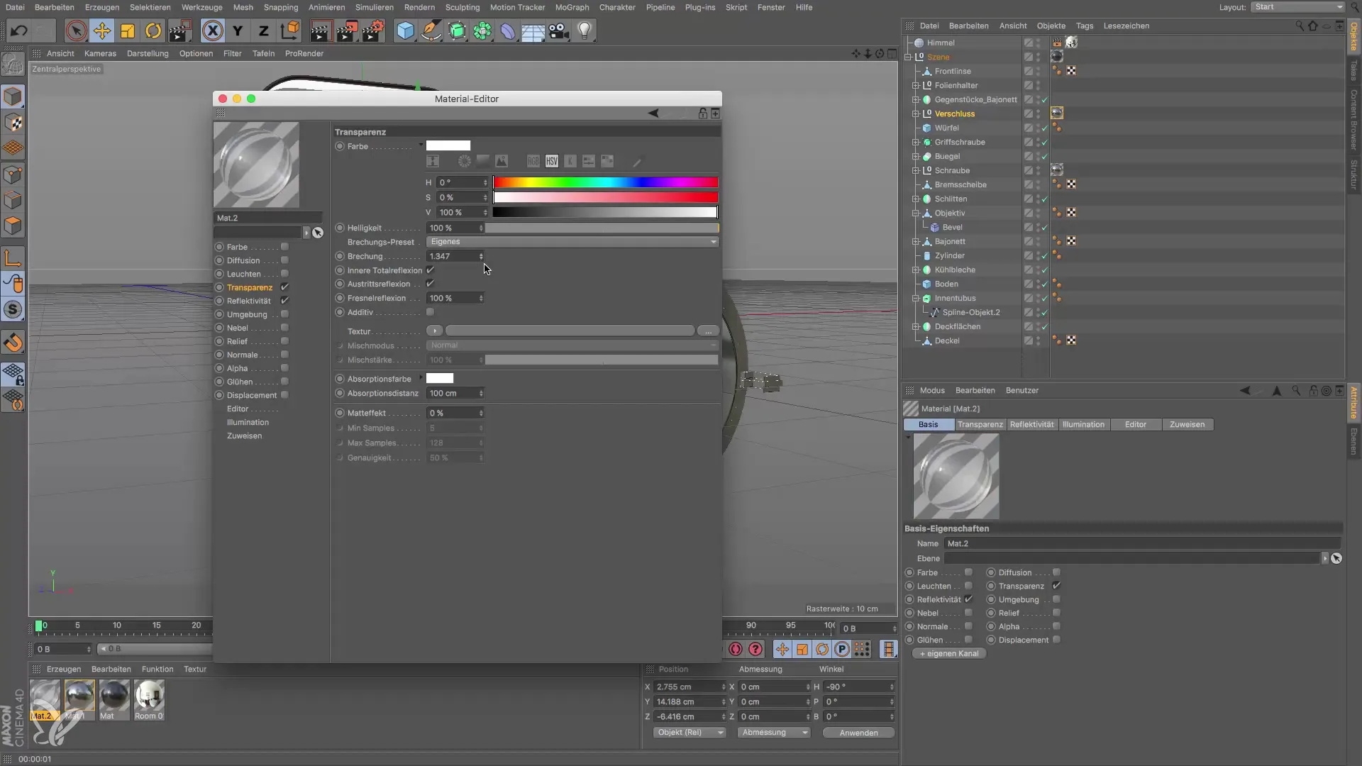 Realistische Materialien für Glas und Aluminium in Cinema 4D erstellen Realistische Materialien für Glas und Aluminium in Cinema 4D erstellen