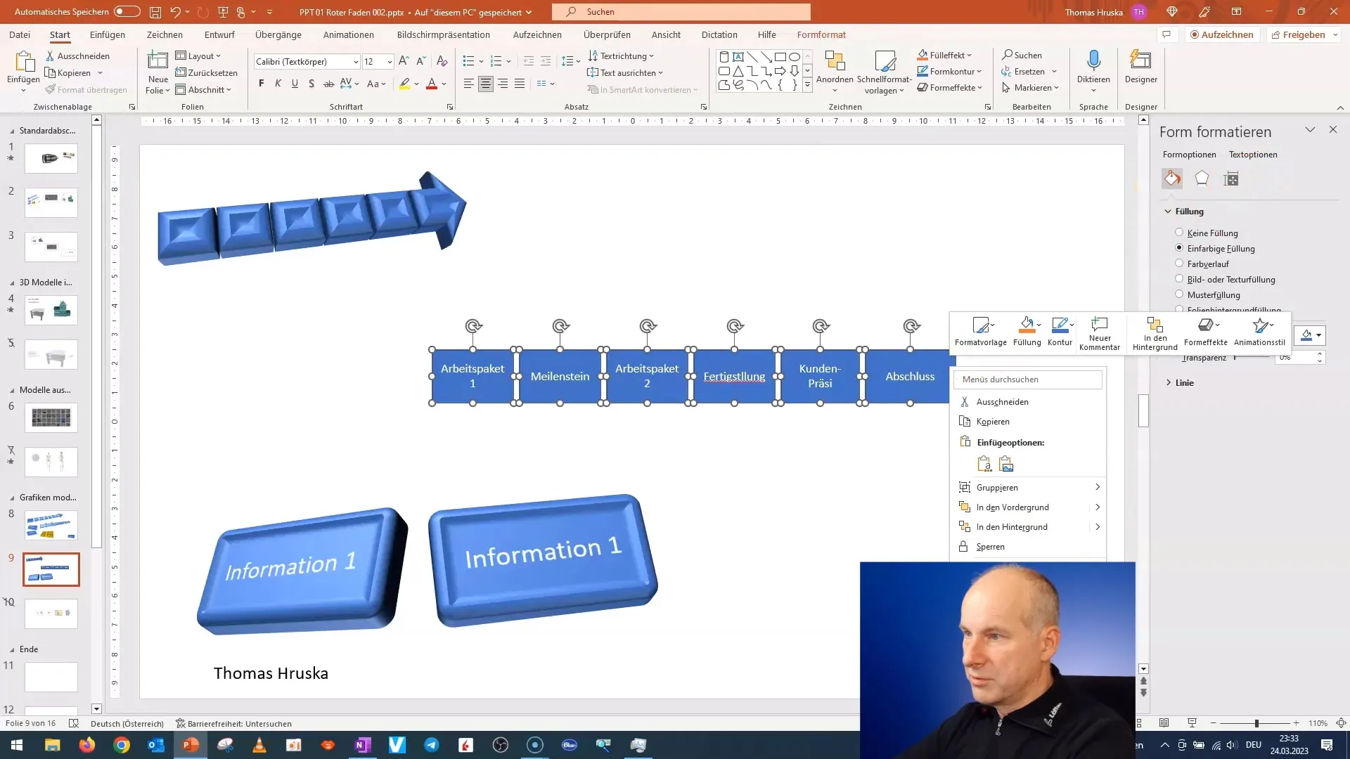 Crearea rapidă a unui raport de proiect 3D în PowerPoint