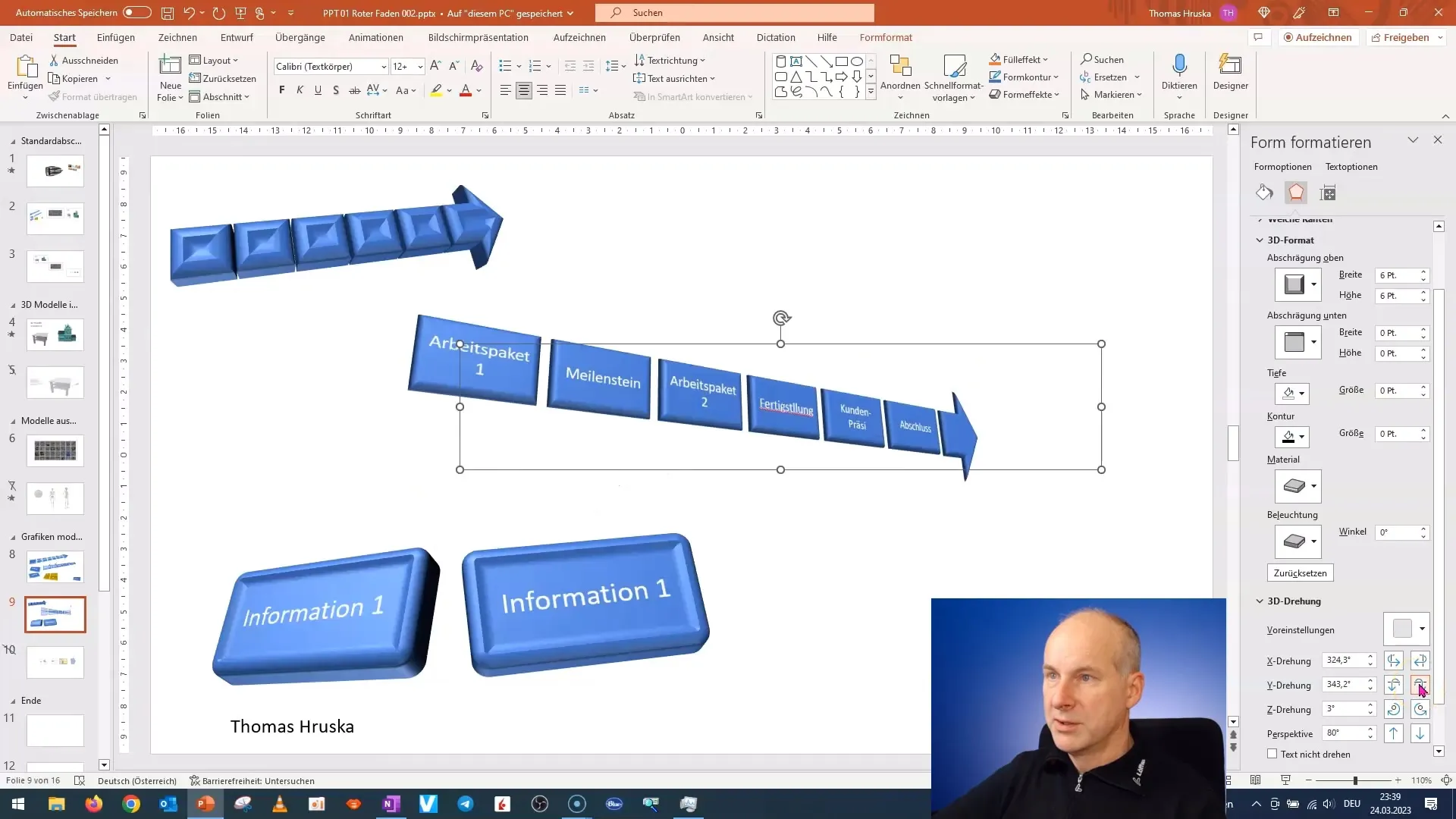 Crearea rapidă a unui raport de proiect în 3D în PowerPoint